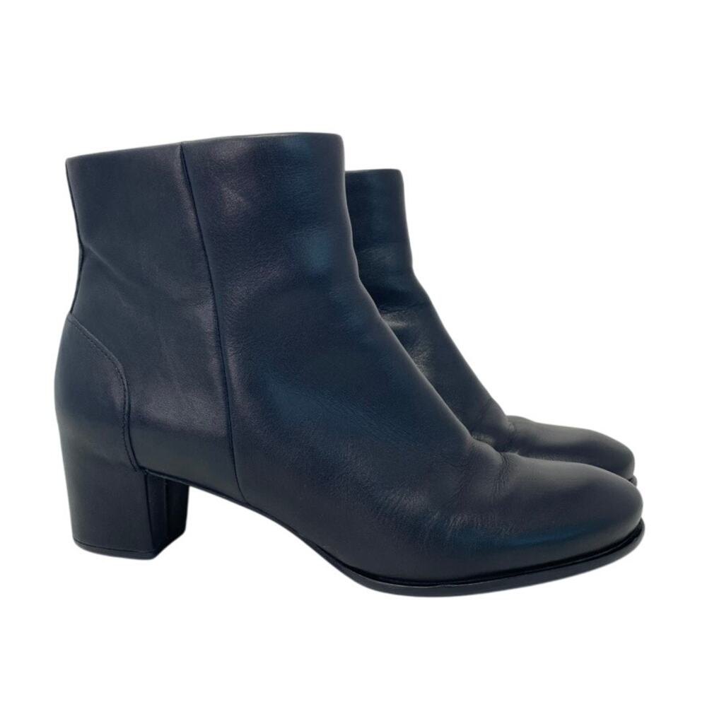 ECCO Black Leather Pailin Block Heel Ankle Boots Size EU 40 US 9